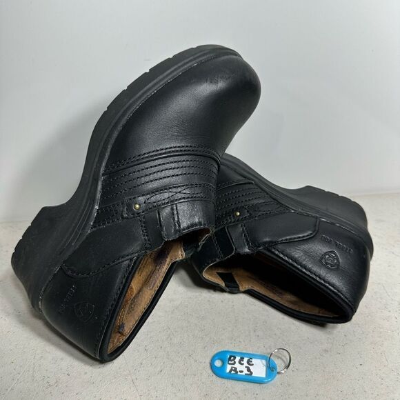 Ariat Shoes Women’s 7C Black Leather Steel Toe Work Clogs Slip Oil Resistant - Picture 1 of 8